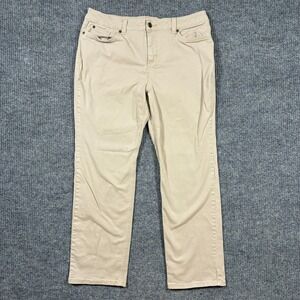 Crofts & Barrow Womens Pants Size 14 Regular Beige Stretch Chino Mid Rise